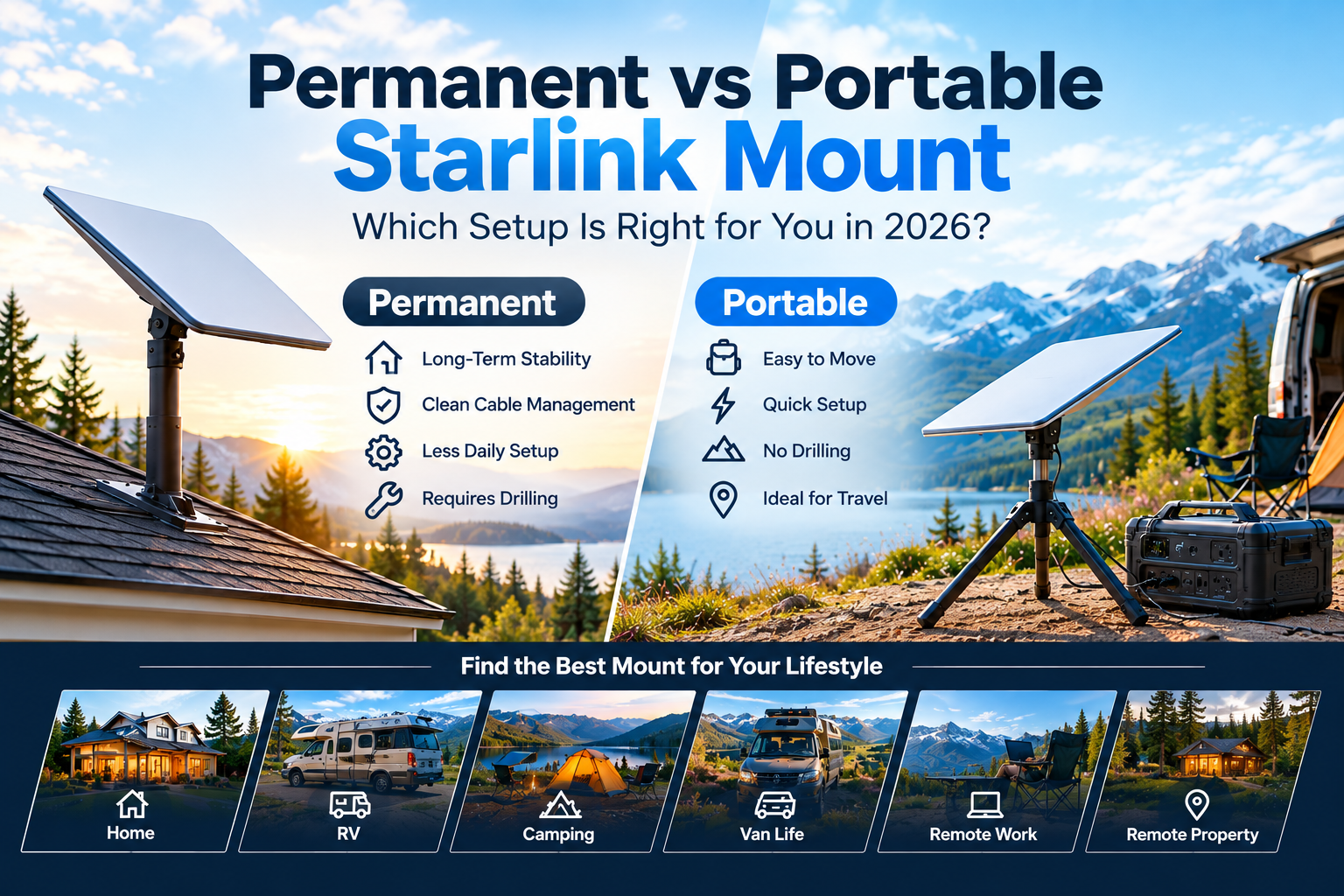 Permanent vs Portable Starlink Mount: Which Is Better in 2026?