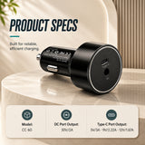 Starlink Mini Car Charger 60W – 30V/2A DC Adapter with USB-C for 12V/24V Vehicles - CC60