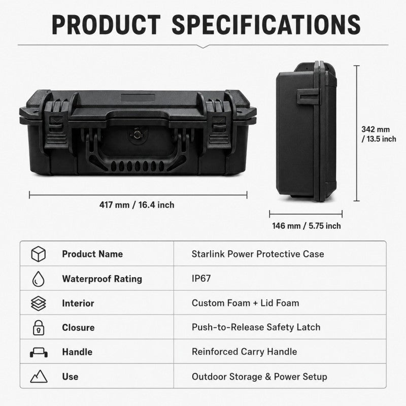 Starlink Mini Solar-Ready IP67 Waterproof Power Protective Case – SAFE01