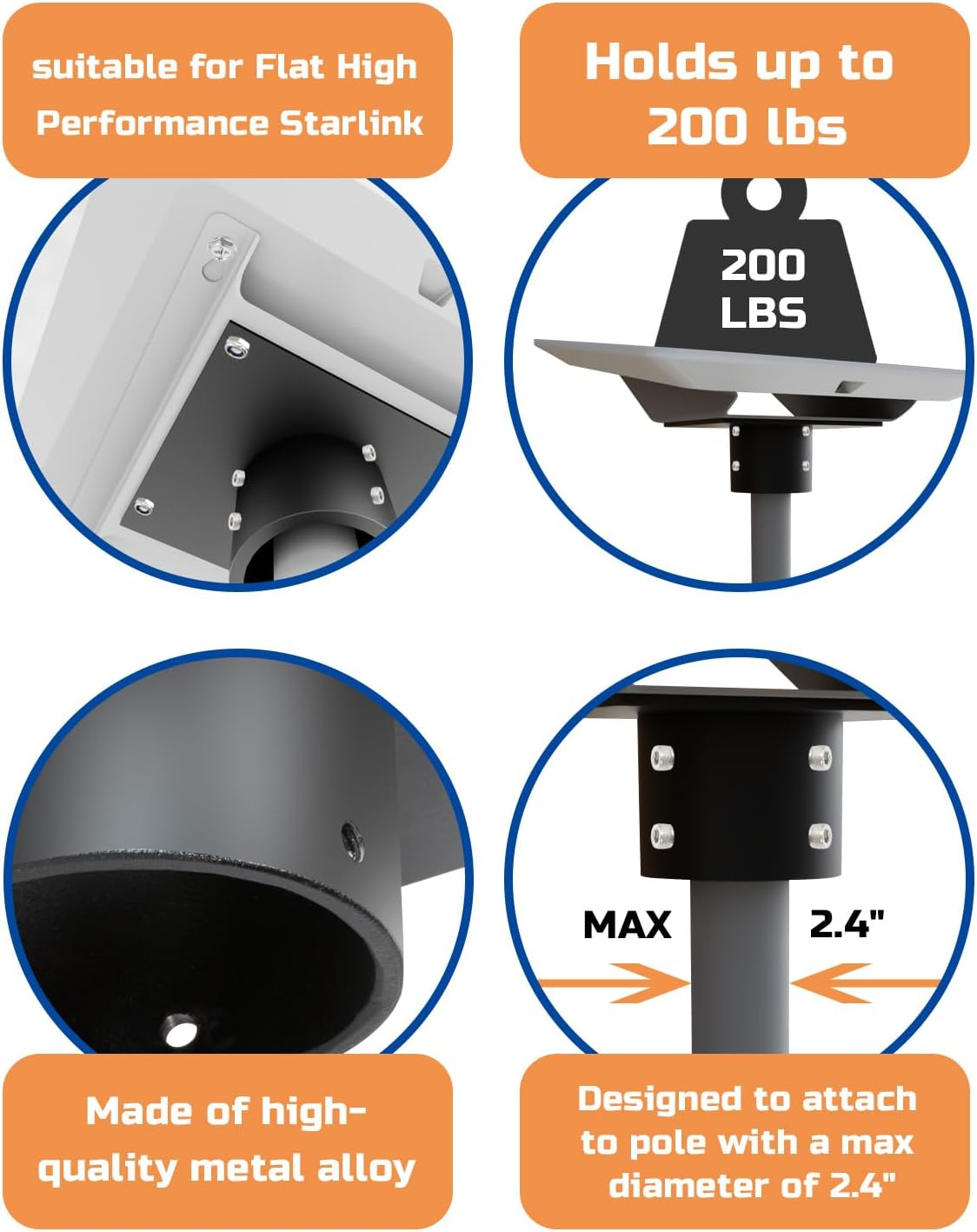 Orbynexa Starlink Flat High Performance Pipe Adapter