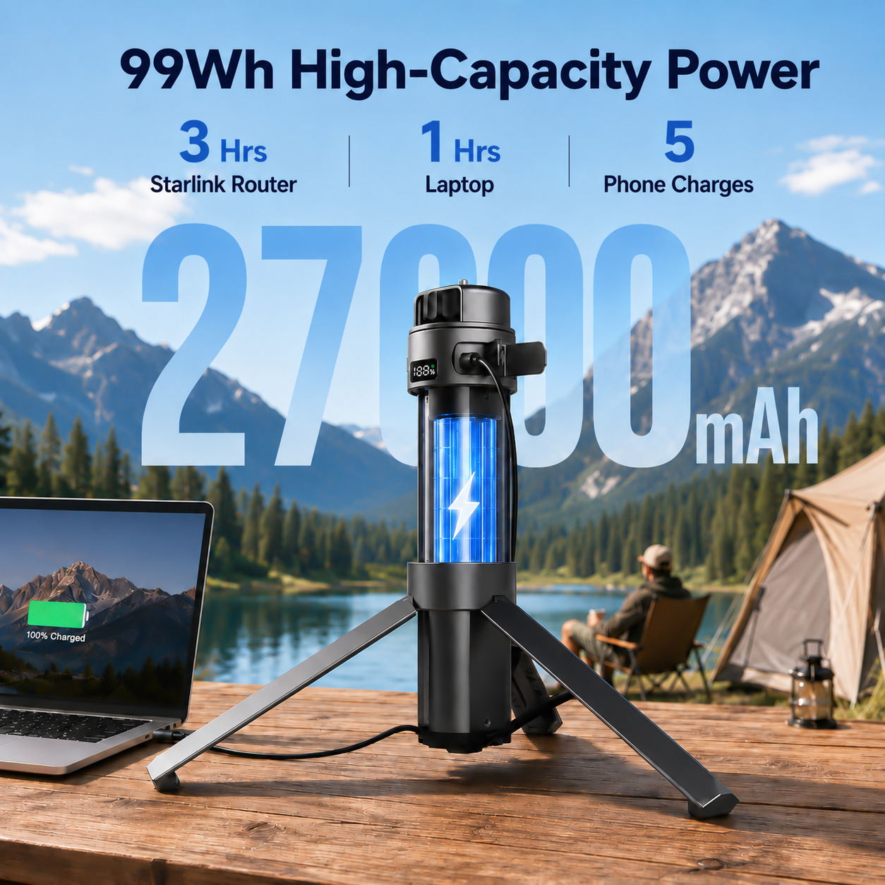 Starlink Mini Power Stand with Integrated Tripod (27,000mAh) - PM99