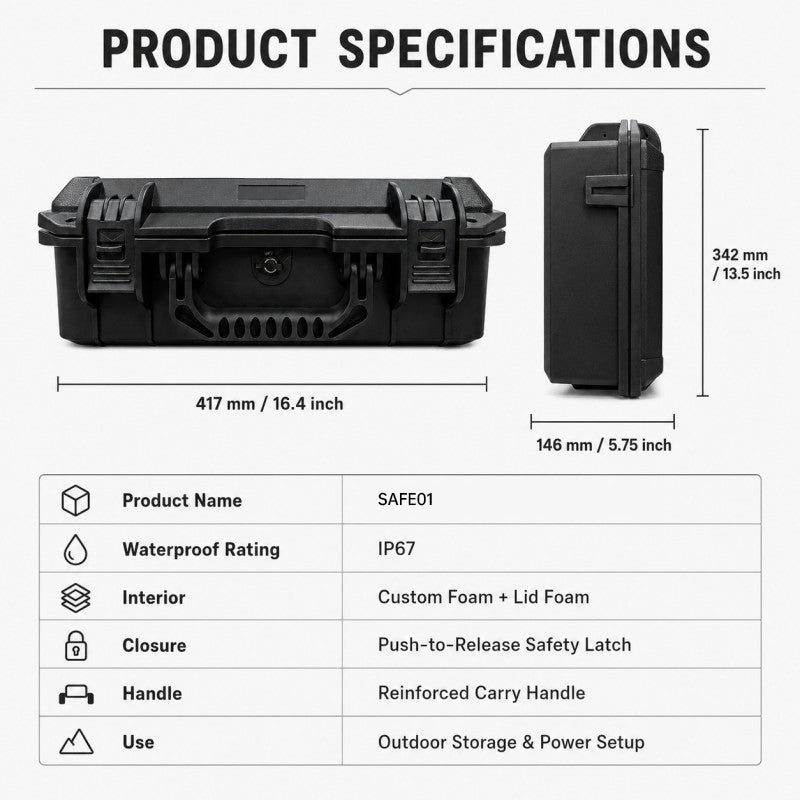 Starlink Mini Solar-Ready IP67 Waterproof Power Protective Case – SAFE01